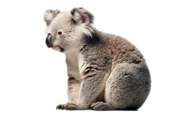 A sitting cute koala, isolated, white background, generative ai
