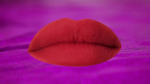 female red lips licking