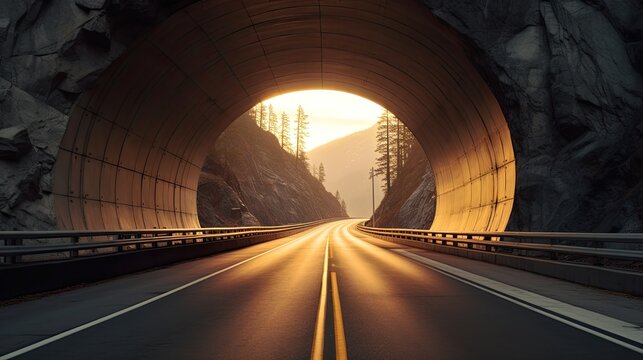 Fototapeta Tunnel, infrastructure tunnel road modern. Generate Ai