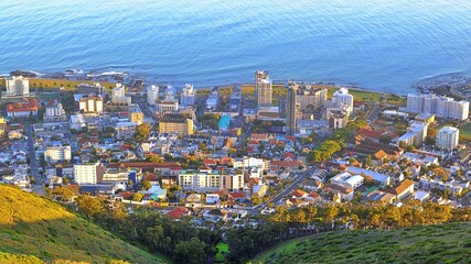 Naklejka premium beautiful view of Sea Point, a town close to the ocean in Cape Town, South Africa