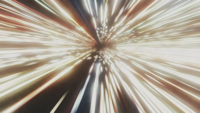 Very bright hyperspace video loop. Yellow, warm colors. Looping. High quality 4k footage