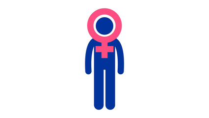 isolated pink and blue concept for female toilet sign symbol icon pictogram