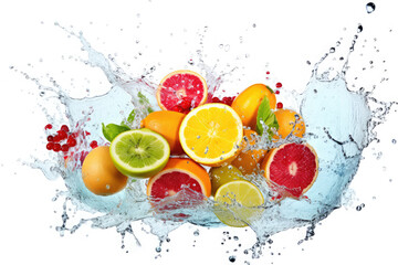 Fototapeta na wymiar tropical fruit water splash isolated on white background