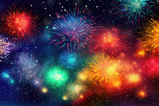 Holi Festival Backdrop With Burst Of Colorful Fireworks. Generative AI