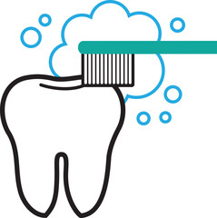 Tooth With Toothbrush cleaning icon vector image. 