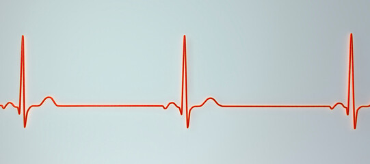 Electrocardiogram ECG displaying sinus bradycardia, 3D illustration - obrazy, fototapety, plakaty