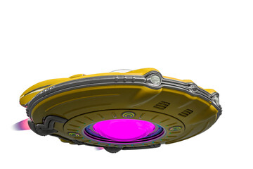 retro ufo spaceship is passing by on bottom side view © DM7