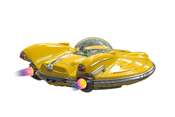 retro ufo spaceship is going away rear view © DM7