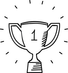 Cup icon trophy to the winner for the first place vector icon.Cup Icon. Trophy to the winner for the first place. Flat vector illustration isolated on black and white line.