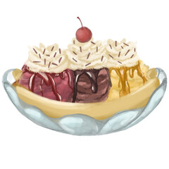Banana Split Ice cream with Whipped Cream