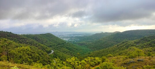 landscape with mountains in the morning