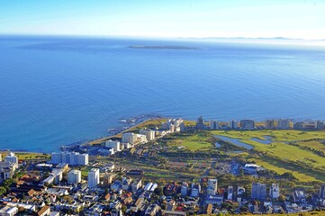beautiful view of Sea Point, a town close to the ocean in Cape Town, South Africa