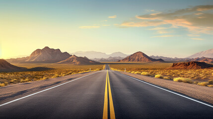 Fototapeta na wymiar highway in the desert. Generative Ai. 