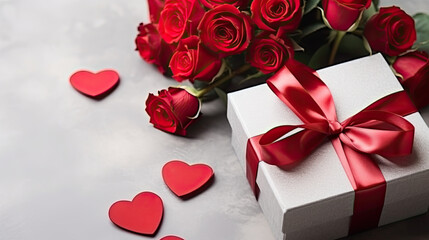 Valentine gift with red roses
