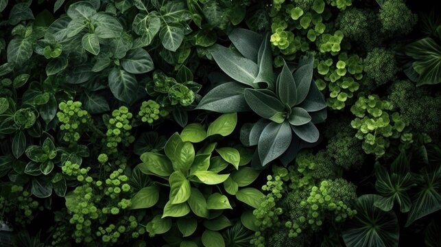 Top view of tropical green leaves background