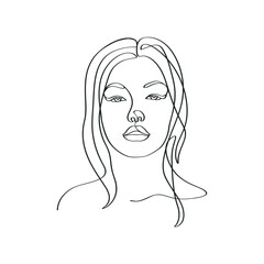 Charming young women face beautiful model girl continues line artwork 