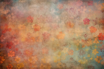 Vintage flowers background. Old paper texture. Ai generated