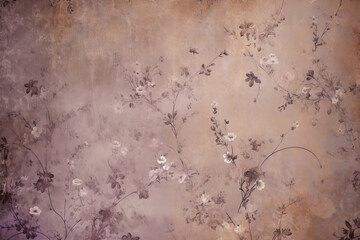 Fototapeta premium Vintage flowers background. Old grunge paper texture. Ai generated