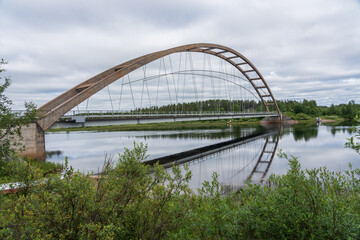 Obraz premium Old bridge over Kalix river in Sweden