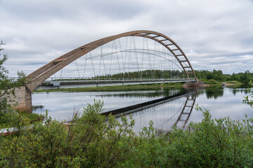 Old bridge over Kalix river in Sweden