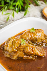 Stuffed cabbage roll.