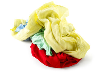 Pile of dirty laundry isolated on white background