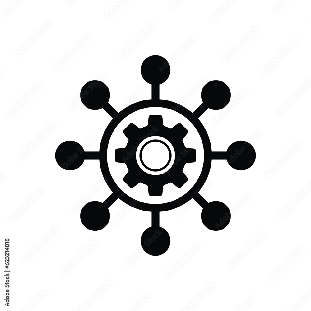 Poster project management vector icon. filled flat sign for mobile concept and web design. hub and spokes a