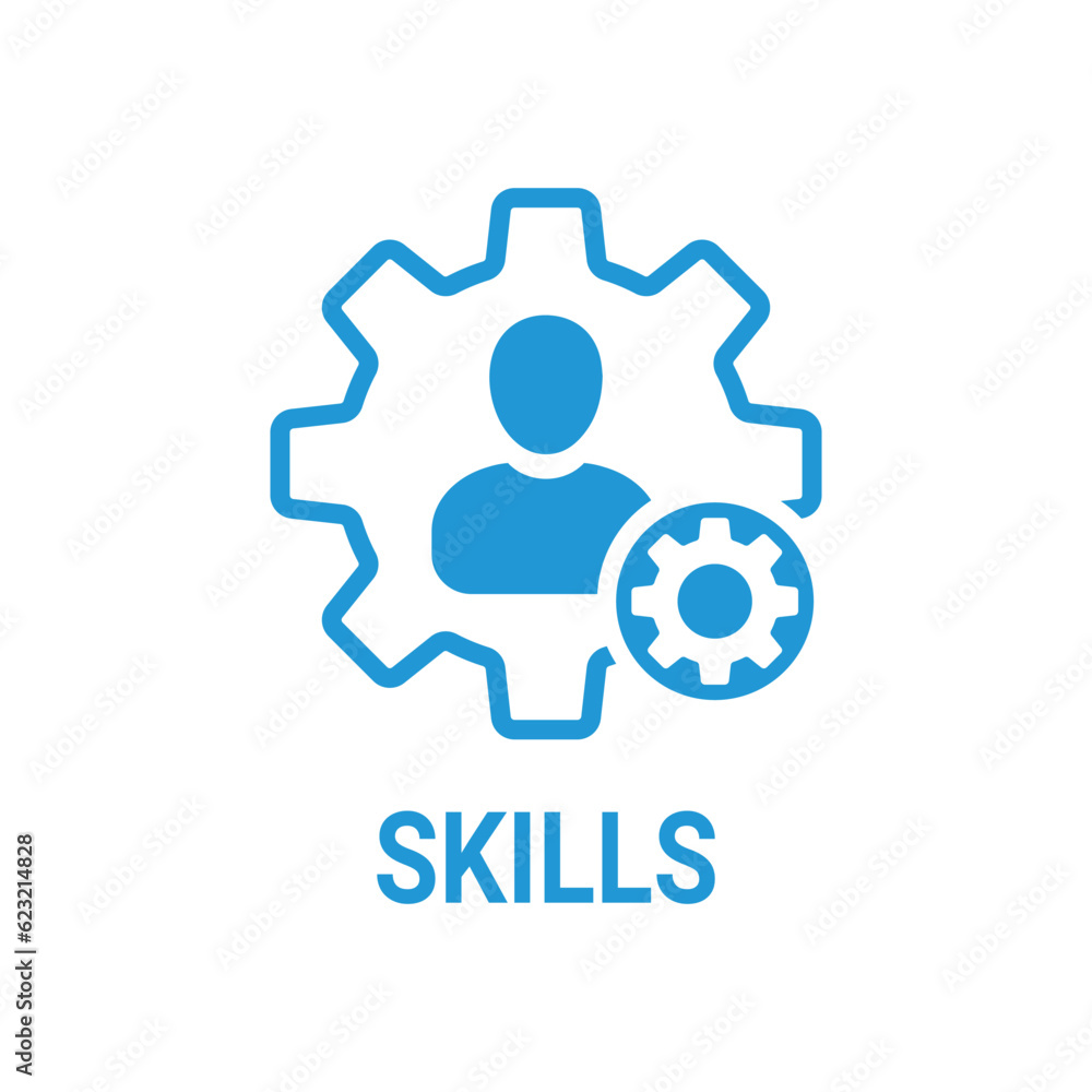 Poster skills icon with settings sign. skills icon and customize, setup, manage, process symbol. vector ico