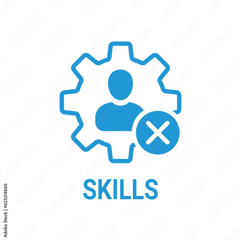 Poster skills icon with cancel sign. skills icon and close, delete, remove symbol. vector icon