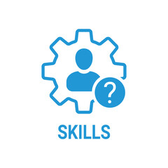 Skills icon with question mark. Skills icon and help, how to, info, query symbol. Vector icon