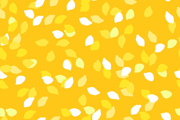 Elegant seamless pattern with yellow petals floating in the air. Flowers petals. Falling flower or fruit tree petals on yellow background. Sketch vector illustration