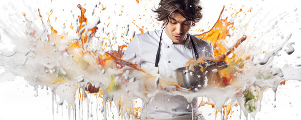 Chef slashing color food