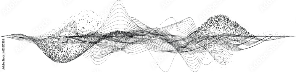 Poster abstract flow linear fluid wavy shape .striped linear pattern . music sound wave . vector illustrati