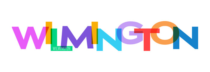 WILMINGTON. The name of the city on a white background. Vector design template for poster, postcard, banner