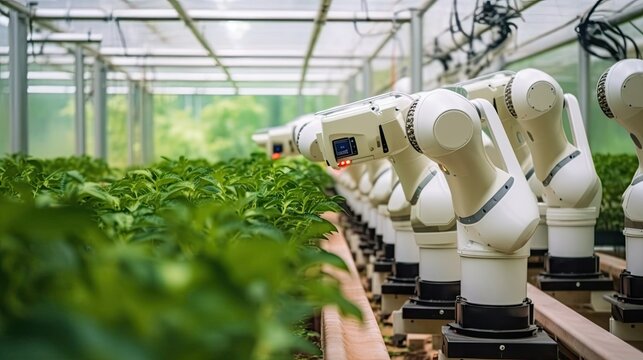Robot arm on smart greenhouse