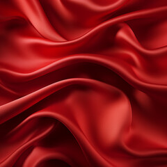 Fototapeta na wymiar Red satin background with waves and folds