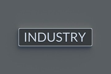 Word industry on button. Smart factory. Innovation modern technology. Revolution modernization. Transition to automation. Implementation of artificial intelligence. Robotic processes. 3d render