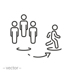 detach the community icon, break away from the group, leave the team, thin line symbol - editable stroke vector illustration