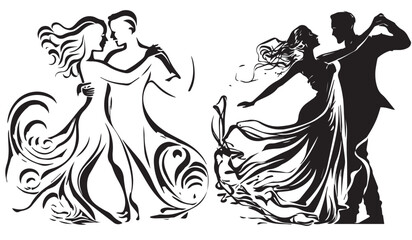 Dance couple vector illustration silhouette