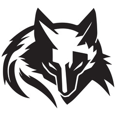 Fox black and white vector silhouette illustration