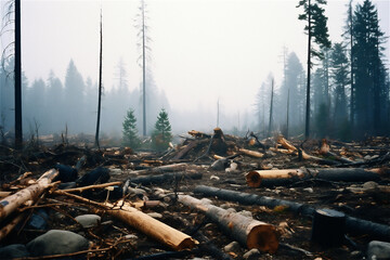 Deforestation in rural areas, timber harvesting.