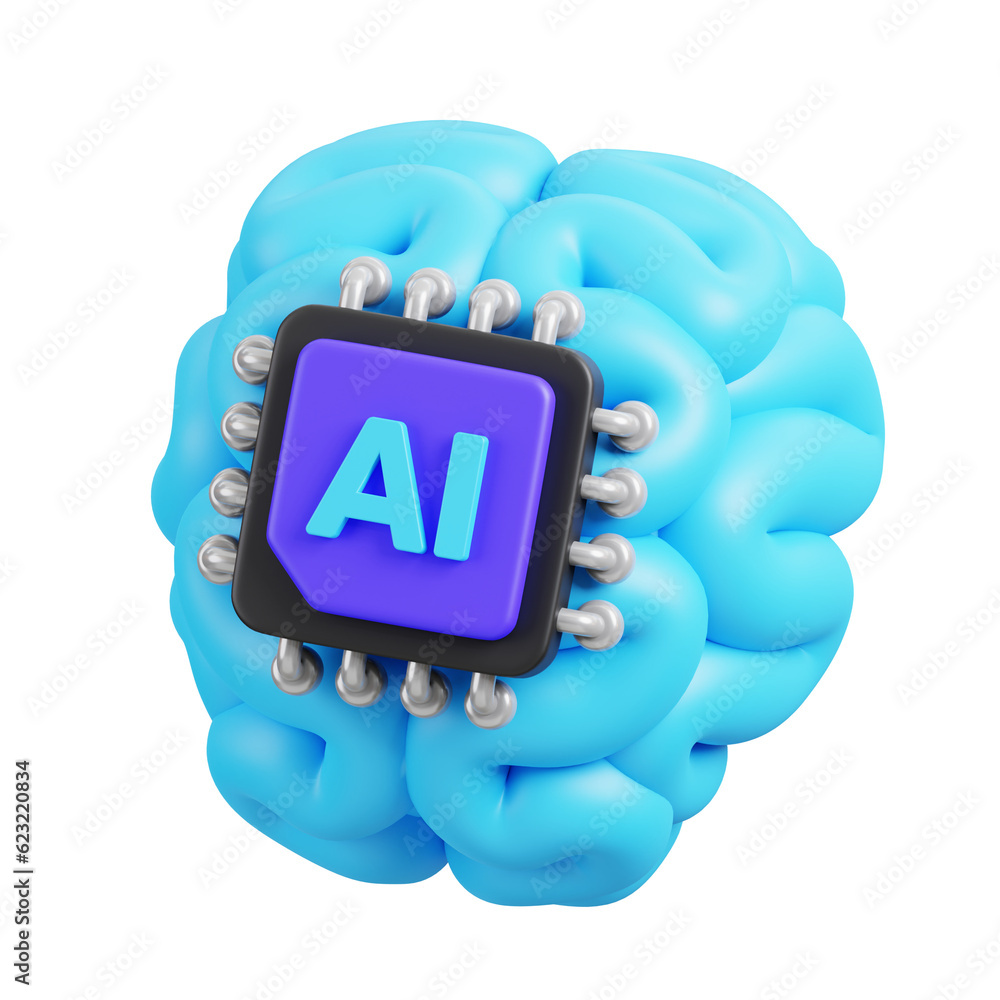 Aufkleber ai chip with brain icon isolated. ai support in business and artificial intelligence technology conc