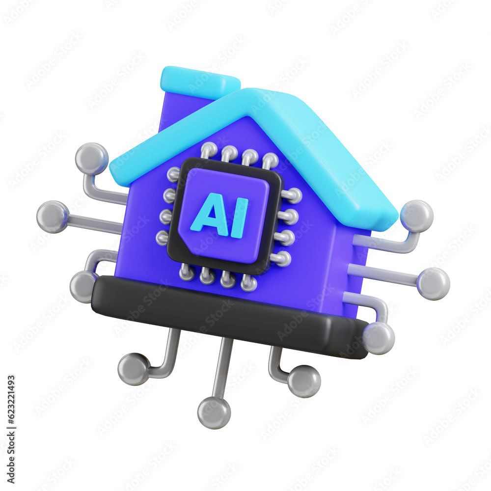 Aufkleber smart home symbol with ai chip icon. ai support in business and artificial intelligence technology c