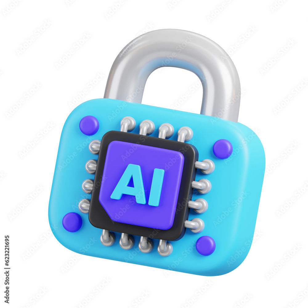 Aufkleber ai chip with padlock icon isolated. ai support in business and artificial intelligence technology co