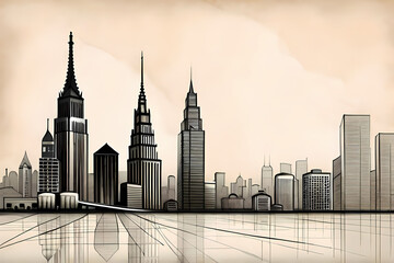 Fototapeta premium Fantasy city skyline