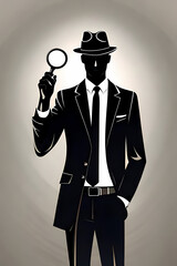 Detective or investigator with magnifying glass