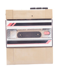 Retro portable stereo cassette player from 80s.