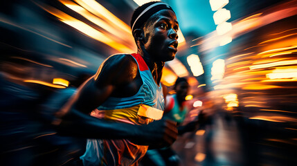 Fototapeta na wymiar runner , athlete , marathon runner , speed concept , health