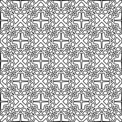 Stylish texture with figures from lines. Abstract geometric black and white pattern for web page, textures, card, poster, fabric, textile. Monochrome graphic repeating design. 