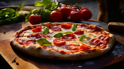 Obraz na płótnie Canvas Delicious appetizing italian pizza new quality universal colorful technology stock image illustration design, generative ai